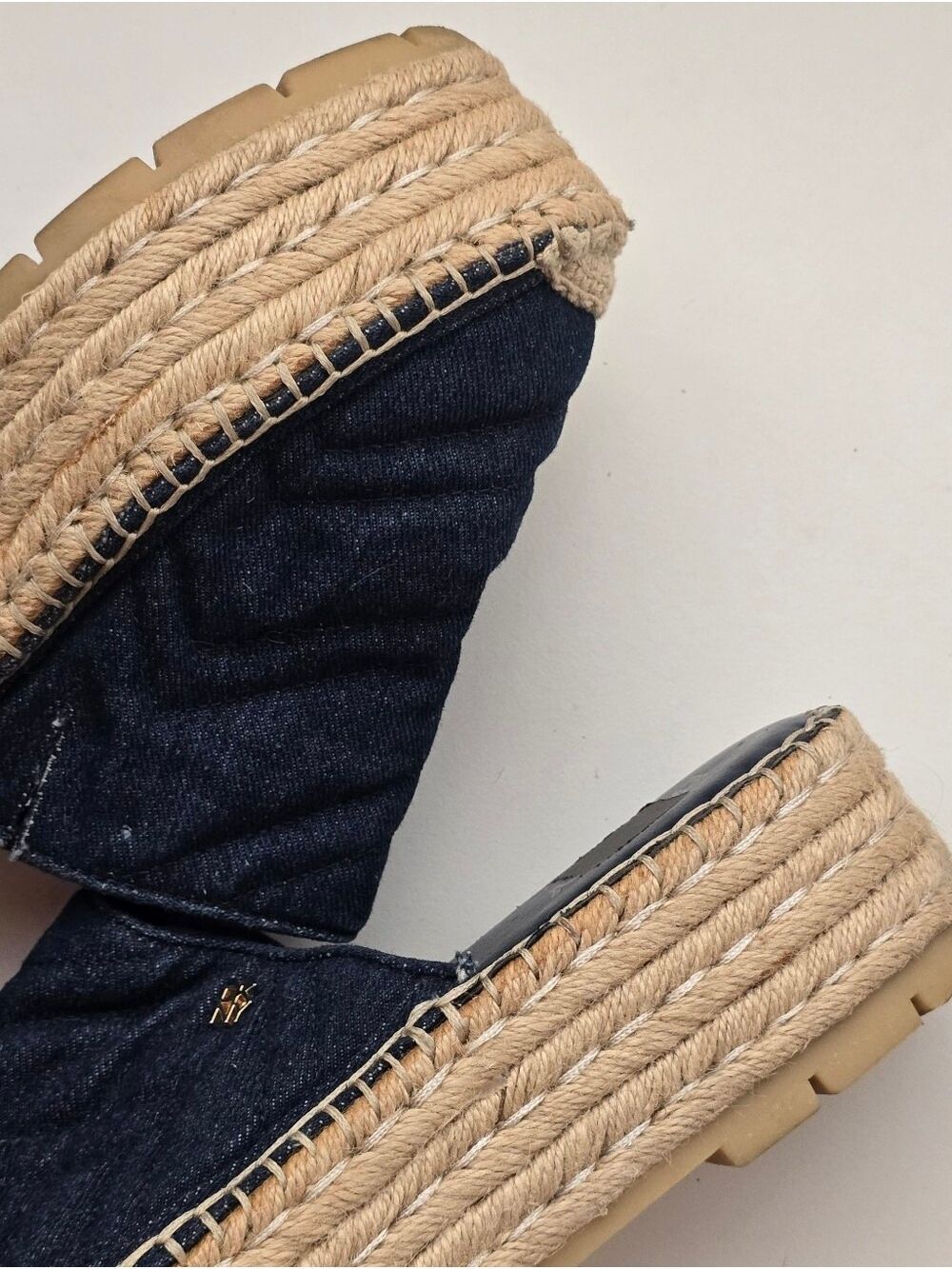 DKNY Ricki Espadrille Flatform Mules in Denim Navy Blue Size 9 - Picture 5 of 13